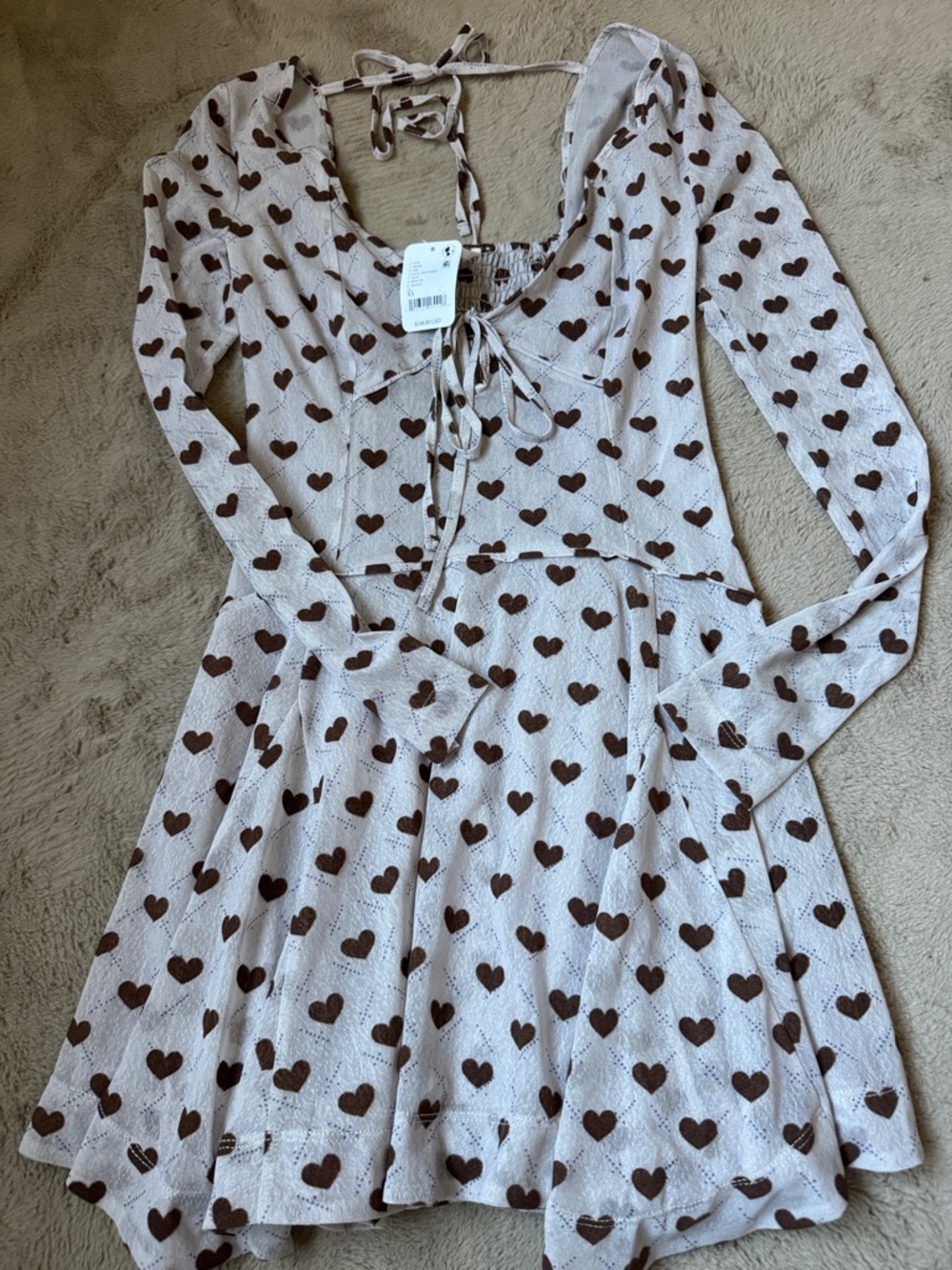 Free people Long-Sleeve Heart Print Dress women’s XS